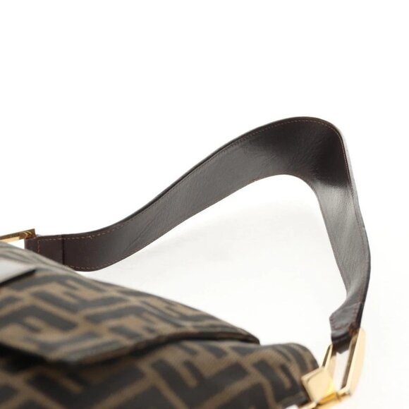 FENDI Zucca Canvas Mamma Baguette Shoulder Bag Black Brown gold Auth 145885V - Picture 9 of 16
